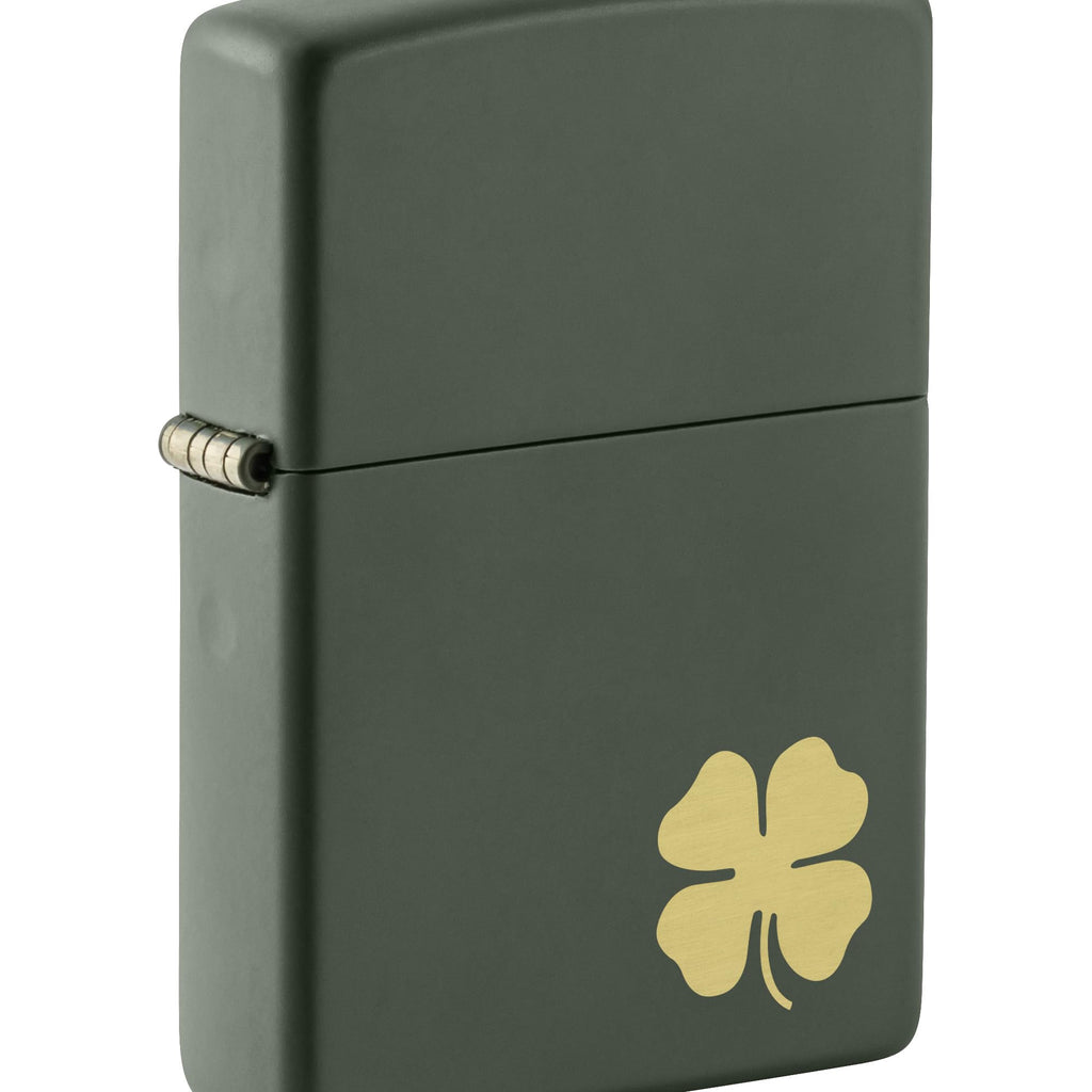 Zippo Four Leaf Clover Green Matte Pocket Lighter