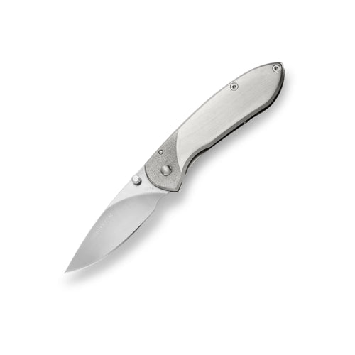 Buck Knives 0327SSS Nobleman Frame Lock Folding Knife with Thumb Stud and Pocket Clip 2-5/8" 420HC Blade Stainless Steel Finish
